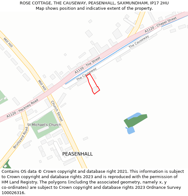 ROSE COTTAGE, THE CAUSEWAY, PEASENHALL, SAXMUNDHAM, IP17 2HU: Location map and indicative extent of plot