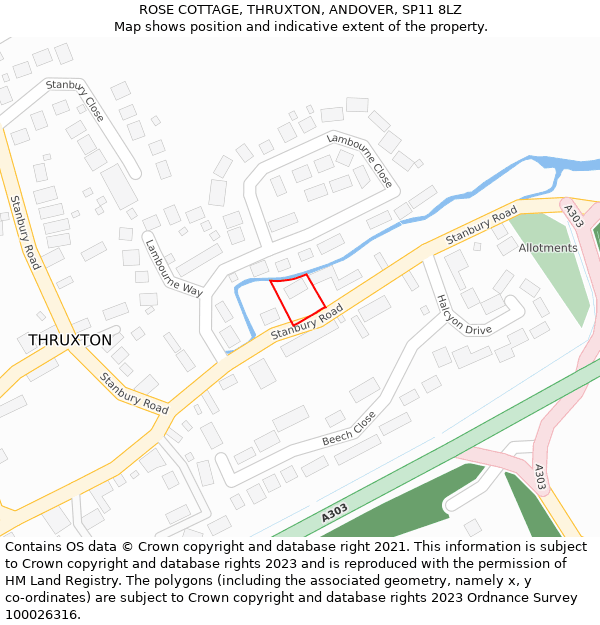 ROSE COTTAGE, THRUXTON, ANDOVER, SP11 8LZ: Location map and indicative extent of plot