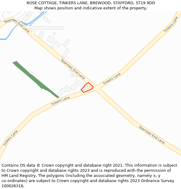 ROSE COTTAGE, TINKERS LANE, BREWOOD, STAFFORD, ST19 9DD: Location map and indicative extent of plot