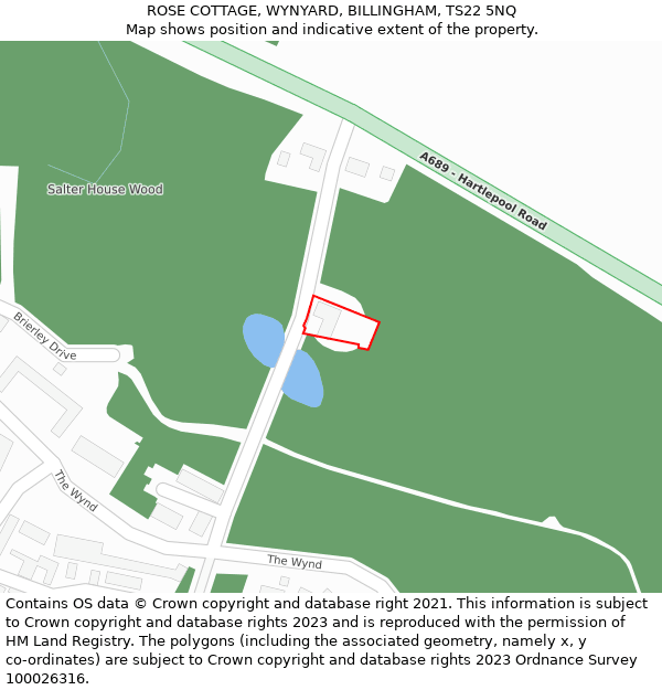 ROSE COTTAGE, WYNYARD, BILLINGHAM, TS22 5NQ: Location map and indicative extent of plot