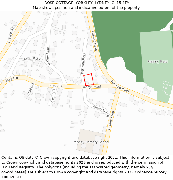ROSE COTTAGE, YORKLEY, LYDNEY, GL15 4TA: Location map and indicative extent of plot