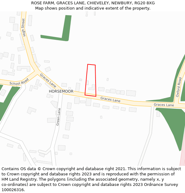 ROSE FARM, GRACES LANE, CHIEVELEY, NEWBURY, RG20 8XG: Location map and indicative extent of plot