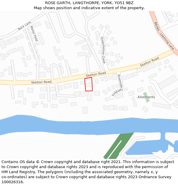 ROSE GARTH, LANGTHORPE, YORK, YO51 9BZ: Location map and indicative extent of plot