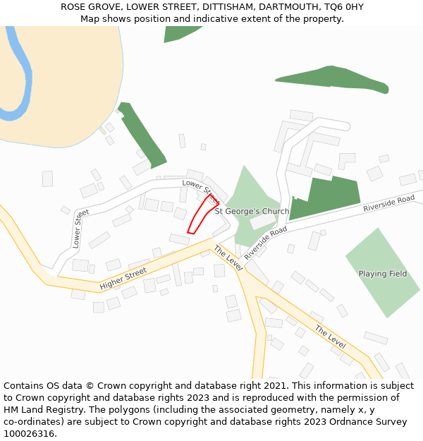 ROSE GROVE, LOWER STREET, DITTISHAM, DARTMOUTH, TQ6 0HY: Location map and indicative extent of plot