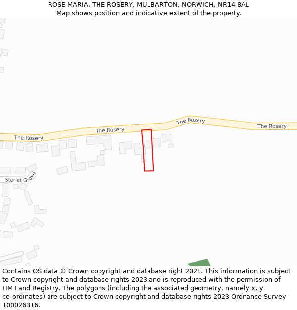 ROSE MARIA, THE ROSERY, MULBARTON, NORWICH, NR14 8AL: Location map and indicative extent of plot