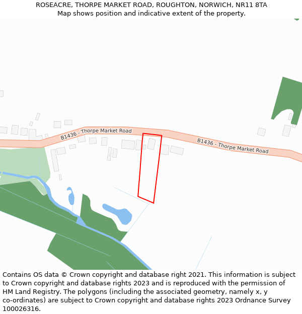 ROSEACRE, THORPE MARKET ROAD, ROUGHTON, NORWICH, NR11 8TA: Location map and indicative extent of plot