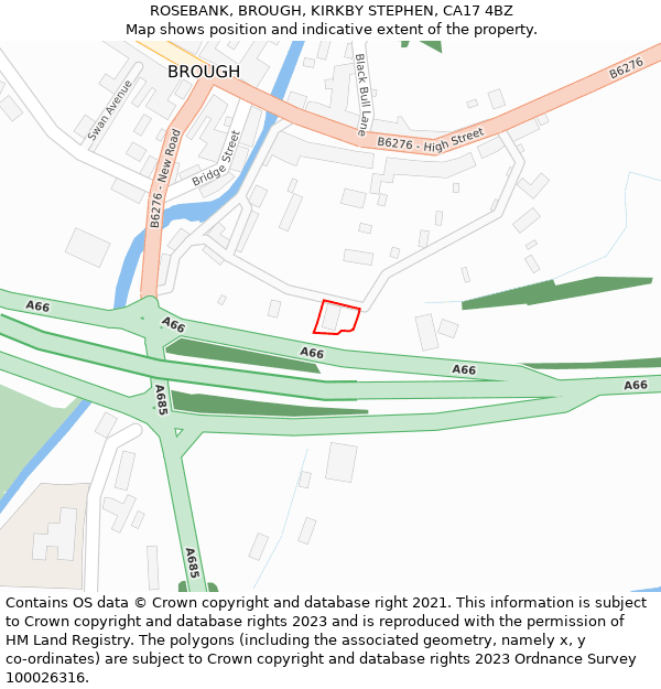 ROSEBANK, BROUGH, KIRKBY STEPHEN, CA17 4BZ: Location map and indicative extent of plot