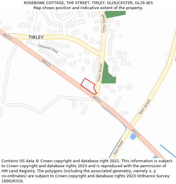 ROSEBANK COTTAGE, THE STREET, TIRLEY, GLOUCESTER, GL19 4ES: Location map and indicative extent of plot