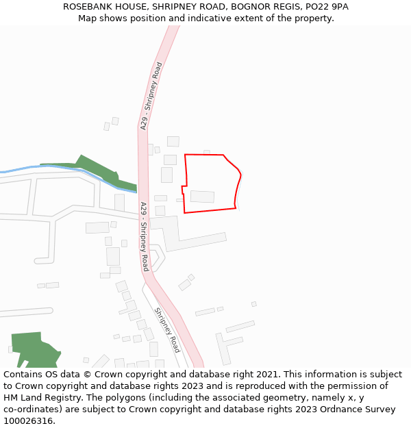 ROSEBANK HOUSE, SHRIPNEY ROAD, BOGNOR REGIS, PO22 9PA: Location map and indicative extent of plot