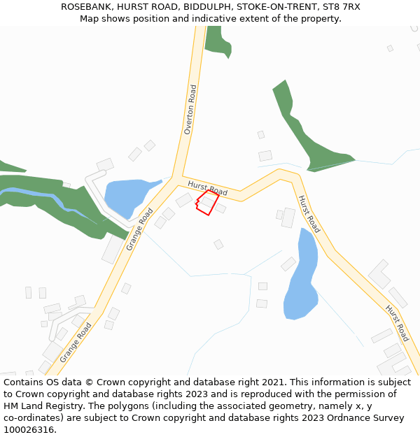 ROSEBANK, HURST ROAD, BIDDULPH, STOKE-ON-TRENT, ST8 7RX: Location map and indicative extent of plot