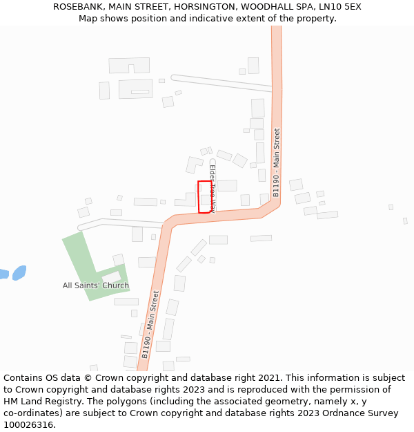 ROSEBANK, MAIN STREET, HORSINGTON, WOODHALL SPA, LN10 5EX: Location map and indicative extent of plot