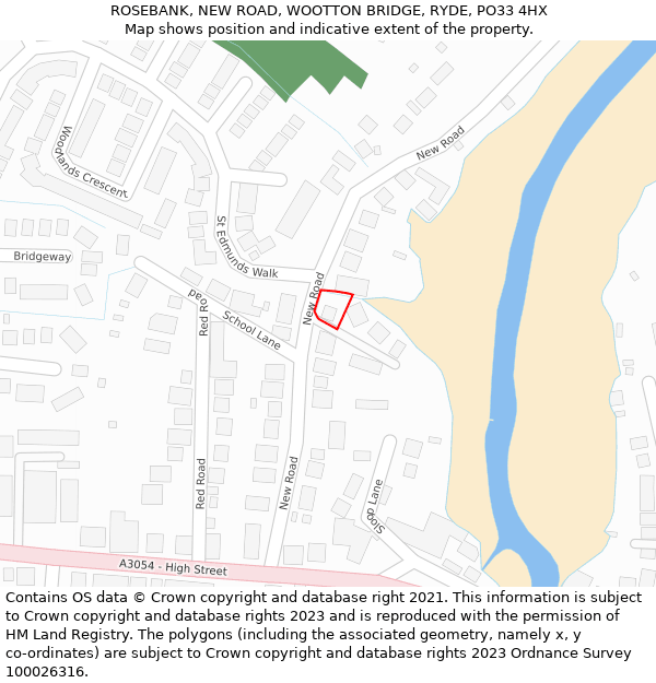 ROSEBANK, NEW ROAD, WOOTTON BRIDGE, RYDE, PO33 4HX: Location map and indicative extent of plot