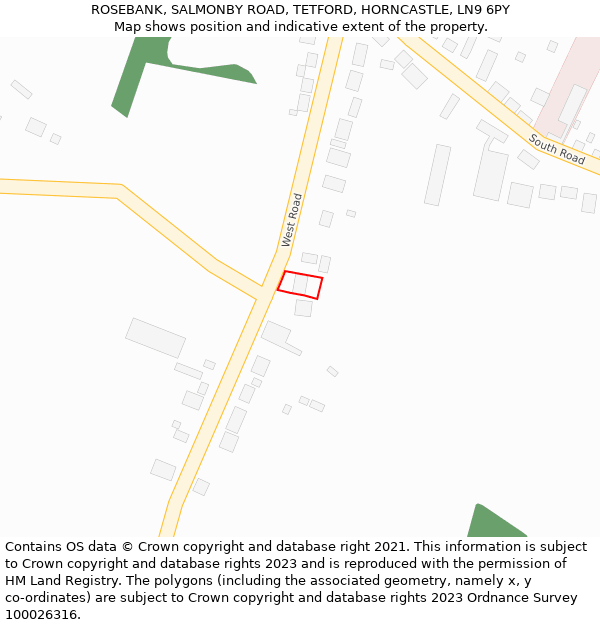 ROSEBANK, SALMONBY ROAD, TETFORD, HORNCASTLE, LN9 6PY: Location map and indicative extent of plot