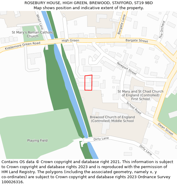 ROSEBURY HOUSE, HIGH GREEN, BREWOOD, STAFFORD, ST19 9BD: Location map and indicative extent of plot