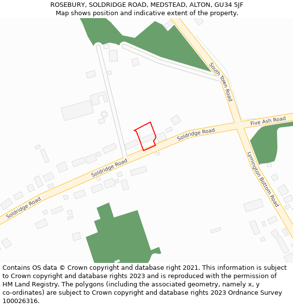 ROSEBURY, SOLDRIDGE ROAD, MEDSTEAD, ALTON, GU34 5JF: Location map and indicative extent of plot