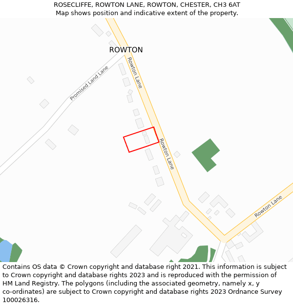 ROSECLIFFE, ROWTON LANE, ROWTON, CHESTER, CH3 6AT: Location map and indicative extent of plot