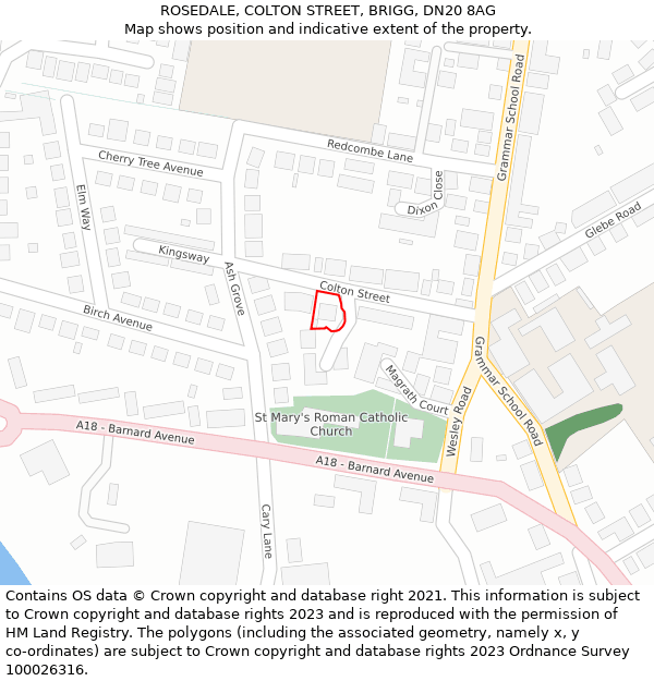 ROSEDALE, COLTON STREET, BRIGG, DN20 8AG: Location map and indicative extent of plot