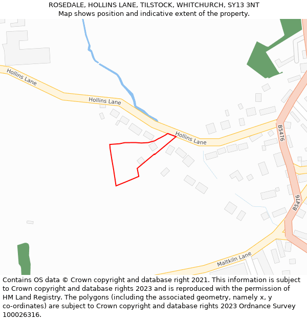 ROSEDALE, HOLLINS LANE, TILSTOCK, WHITCHURCH, SY13 3NT: Location map and indicative extent of plot