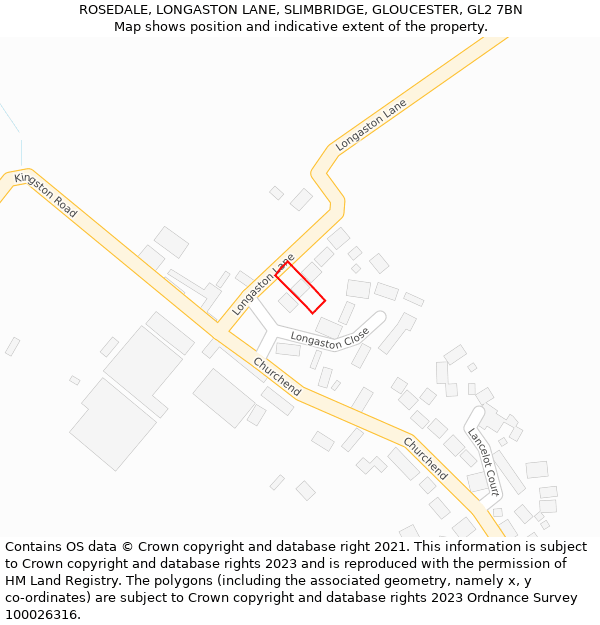 ROSEDALE, LONGASTON LANE, SLIMBRIDGE, GLOUCESTER, GL2 7BN: Location map and indicative extent of plot