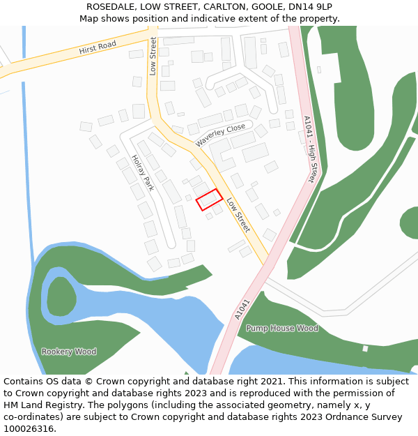 ROSEDALE, LOW STREET, CARLTON, GOOLE, DN14 9LP: Location map and indicative extent of plot
