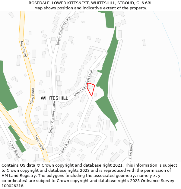 ROSEDALE, LOWER KITESNEST, WHITESHILL, STROUD, GL6 6BL: Location map and indicative extent of plot