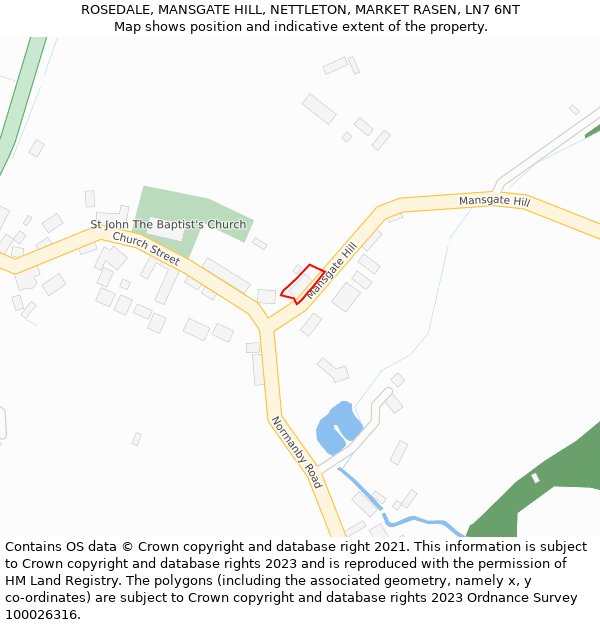 ROSEDALE, MANSGATE HILL, NETTLETON, MARKET RASEN, LN7 6NT: Location map and indicative extent of plot