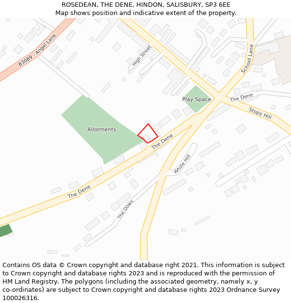 ROSEDEAN, THE DENE, HINDON, SALISBURY, SP3 6EE: Location map and indicative extent of plot