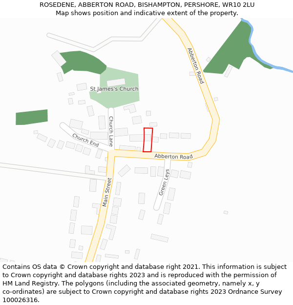 ROSEDENE, ABBERTON ROAD, BISHAMPTON, PERSHORE, WR10 2LU: Location map and indicative extent of plot