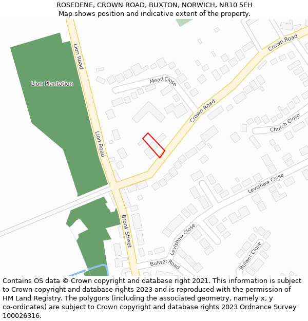 ROSEDENE, CROWN ROAD, BUXTON, NORWICH, NR10 5EH: Location map and indicative extent of plot