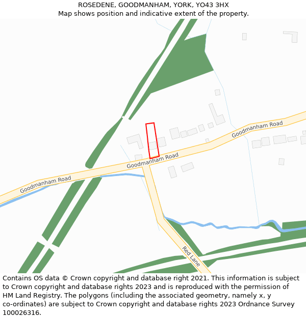 ROSEDENE, GOODMANHAM, YORK, YO43 3HX: Location map and indicative extent of plot