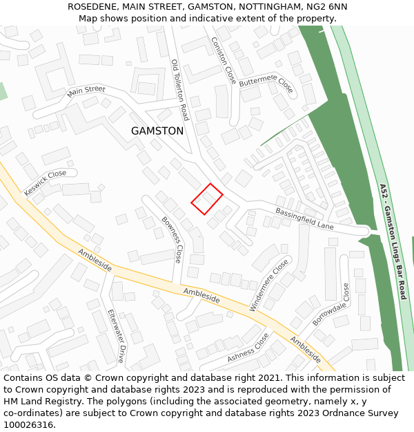 ROSEDENE, MAIN STREET, GAMSTON, NOTTINGHAM, NG2 6NN: Location map and indicative extent of plot