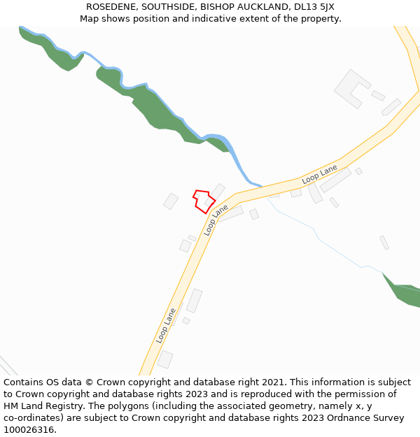 ROSEDENE, SOUTHSIDE, BISHOP AUCKLAND, DL13 5JX: Location map and indicative extent of plot