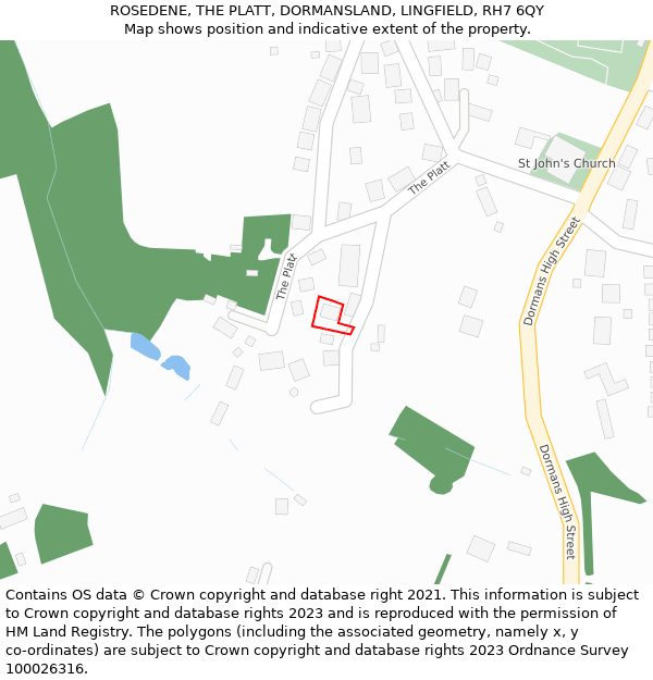 ROSEDENE, THE PLATT, DORMANSLAND, LINGFIELD, RH7 6QY: Location map and indicative extent of plot