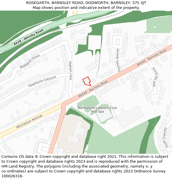 ROSEGARTH, BARNSLEY ROAD, DODWORTH, BARNSLEY, S75 3JT: Location map and indicative extent of plot