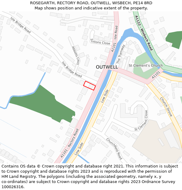 ROSEGARTH, RECTORY ROAD, OUTWELL, WISBECH, PE14 8RD: Location map and indicative extent of plot