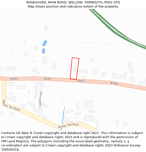 ROSEHAVEN, MAIN ROAD, WELLOW, YARMOUTH, PO41 0TD: Location map and indicative extent of plot
