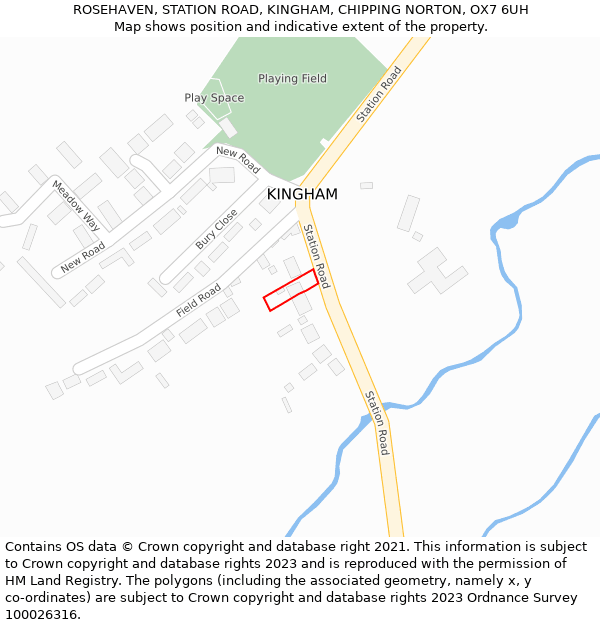 ROSEHAVEN, STATION ROAD, KINGHAM, CHIPPING NORTON, OX7 6UH: Location map and indicative extent of plot