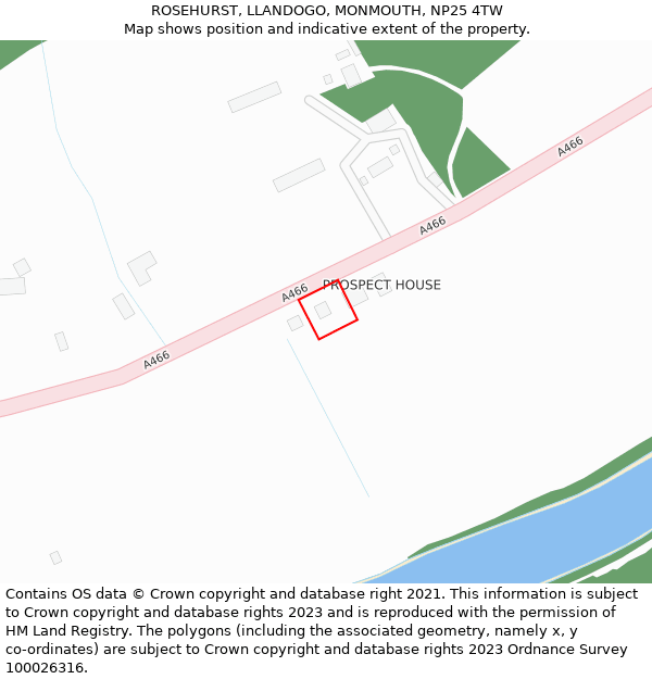 ROSEHURST, LLANDOGO, MONMOUTH, NP25 4TW: Location map and indicative extent of plot
