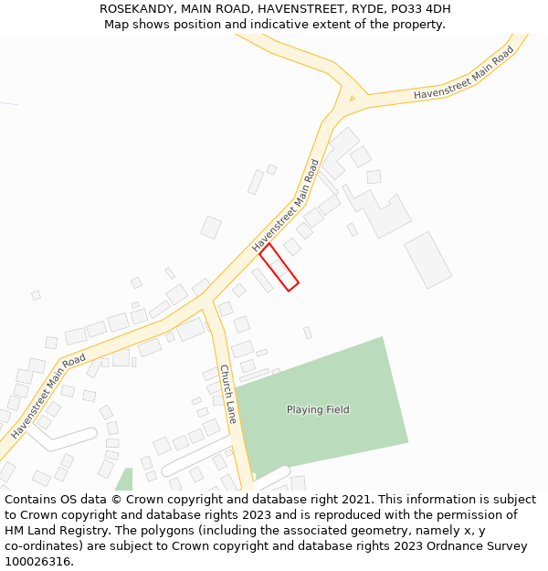 ROSEKANDY, MAIN ROAD, HAVENSTREET, RYDE, PO33 4DH: Location map and indicative extent of plot