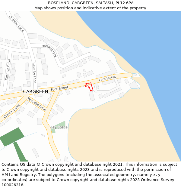 ROSELAND, CARGREEN, SALTASH, PL12 6PA: Location map and indicative extent of plot