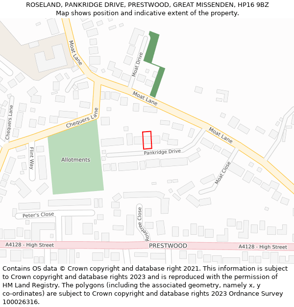 ROSELAND, PANKRIDGE DRIVE, PRESTWOOD, GREAT MISSENDEN, HP16 9BZ: Location map and indicative extent of plot