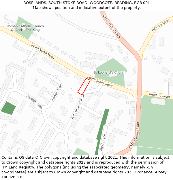 ROSELANDS, SOUTH STOKE ROAD, WOODCOTE, READING, RG8 0PL: Location map and indicative extent of plot