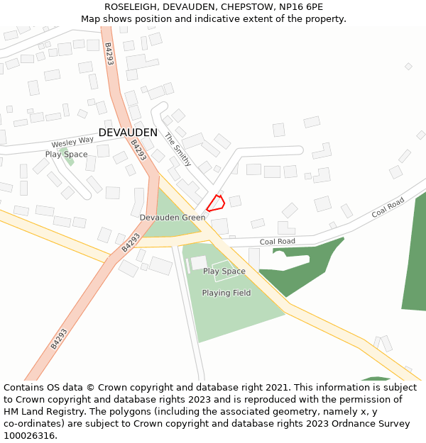 ROSELEIGH, DEVAUDEN, CHEPSTOW, NP16 6PE: Location map and indicative extent of plot