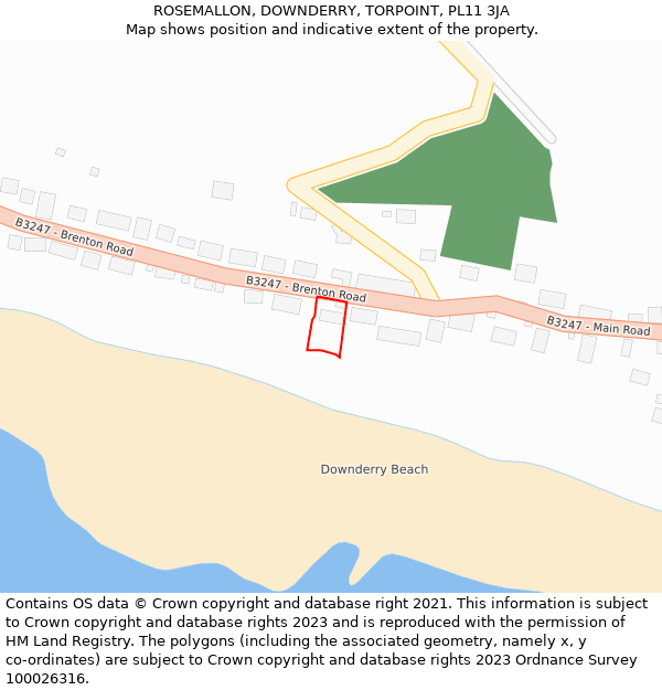 ROSEMALLON, DOWNDERRY, TORPOINT, PL11 3JA: Location map and indicative extent of plot