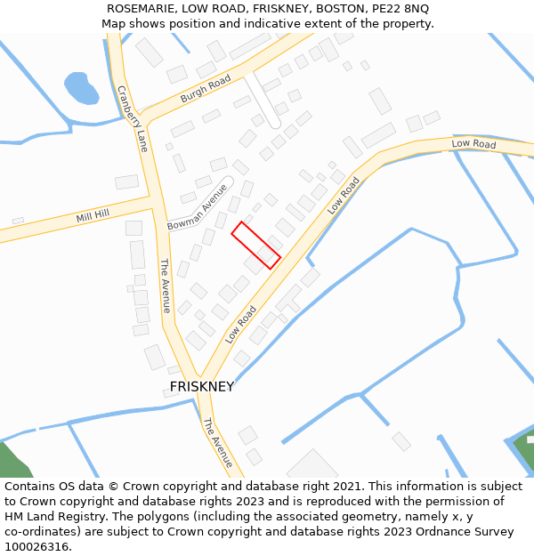 ROSEMARIE, LOW ROAD, FRISKNEY, BOSTON, PE22 8NQ: Location map and indicative extent of plot