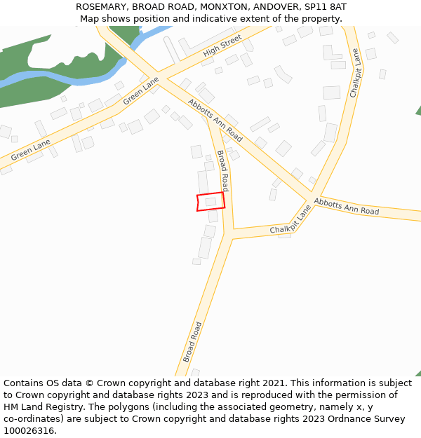 ROSEMARY, BROAD ROAD, MONXTON, ANDOVER, SP11 8AT: Location map and indicative extent of plot