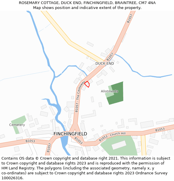 ROSEMARY COTTAGE, DUCK END, FINCHINGFIELD, BRAINTREE, CM7 4NA: Location map and indicative extent of plot