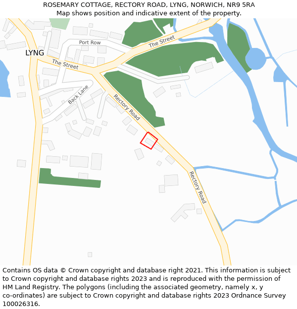 ROSEMARY COTTAGE, RECTORY ROAD, LYNG, NORWICH, NR9 5RA: Location map and indicative extent of plot
