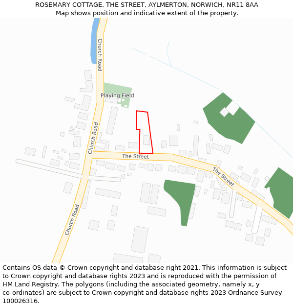 ROSEMARY COTTAGE, THE STREET, AYLMERTON, NORWICH, NR11 8AA: Location map and indicative extent of plot