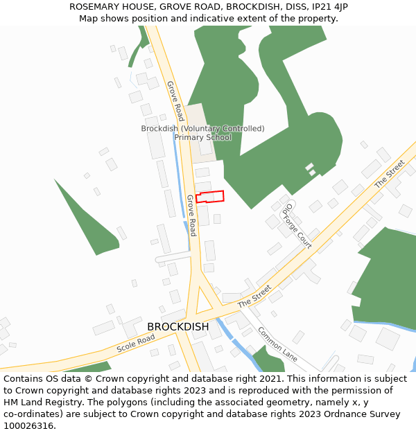 ROSEMARY HOUSE, GROVE ROAD, BROCKDISH, DISS, IP21 4JP: Location map and indicative extent of plot